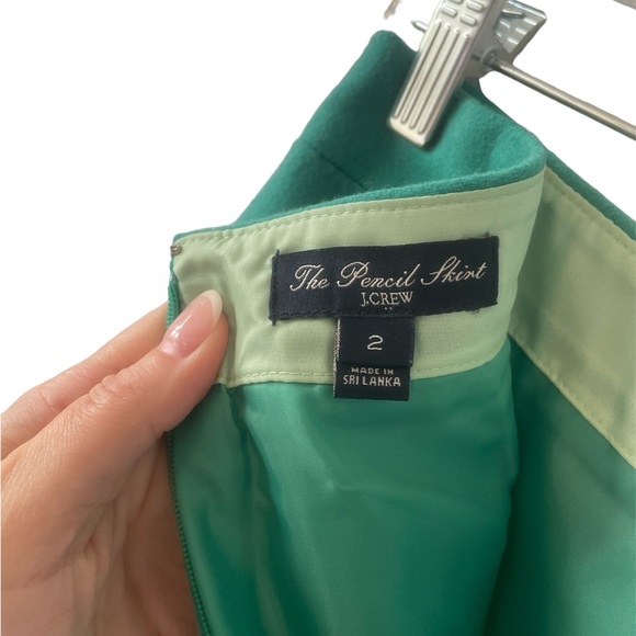 J. CREW Emerald Green Fully Lined Wool Pencil Skirt Size 2 - Picture 9 of 9